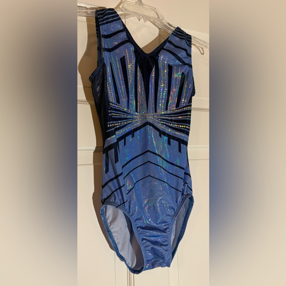 GK Elite Gymnastics Leotard DreamLite Sequin Bling Periwinkle Blue Tank Leo AS